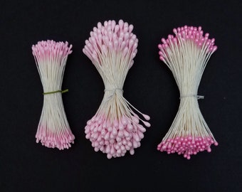 Flower stamens for Kanzashi Tsumami - pink hues