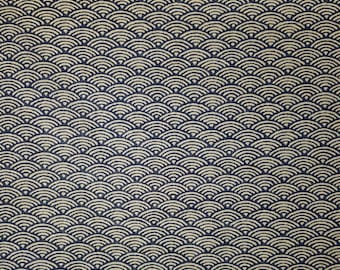 Japanese import new cotton quilting fabric - blue black waves