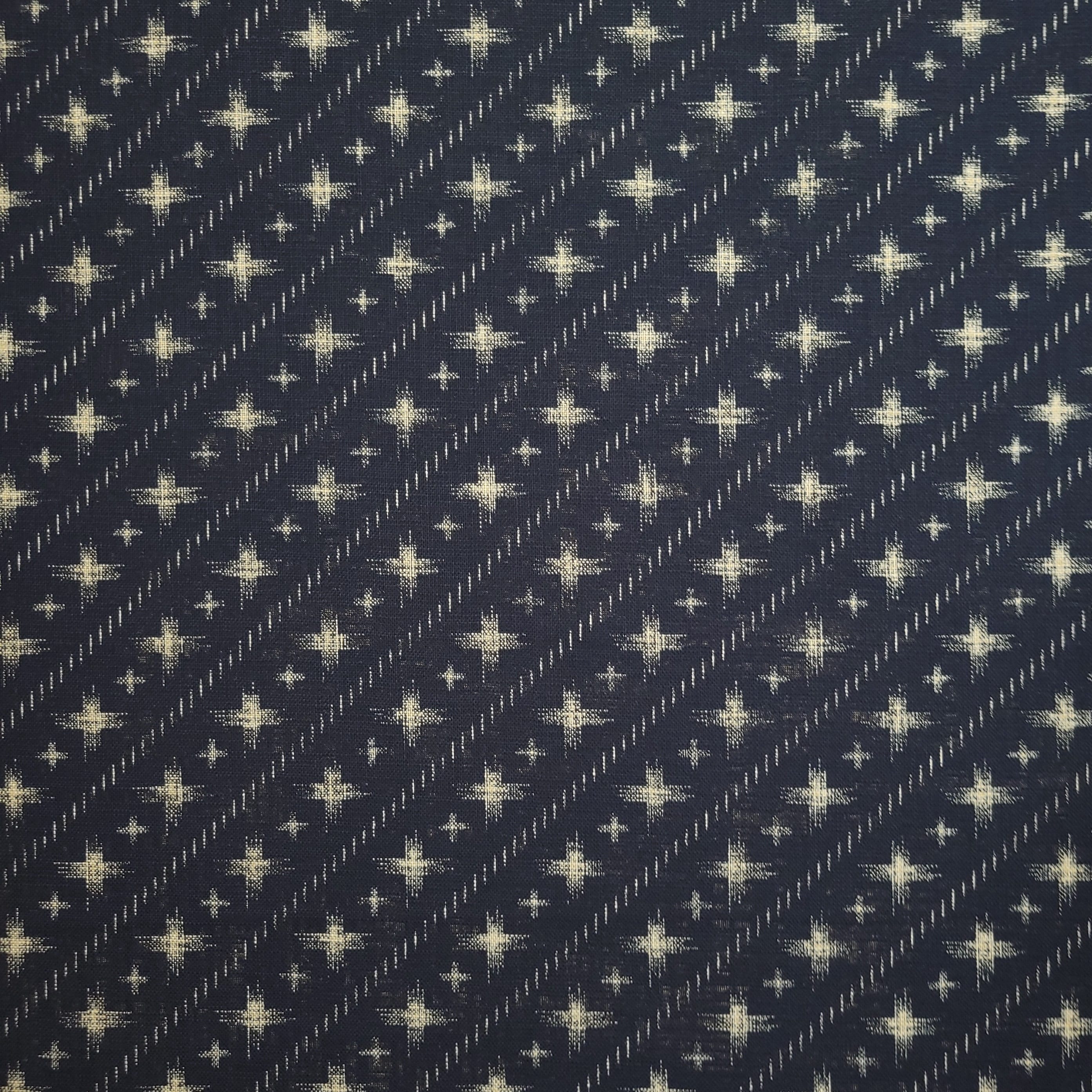 Sevenberry Japan cotton homespun fabric - diagonal cross hatch pattern over  indigo blue