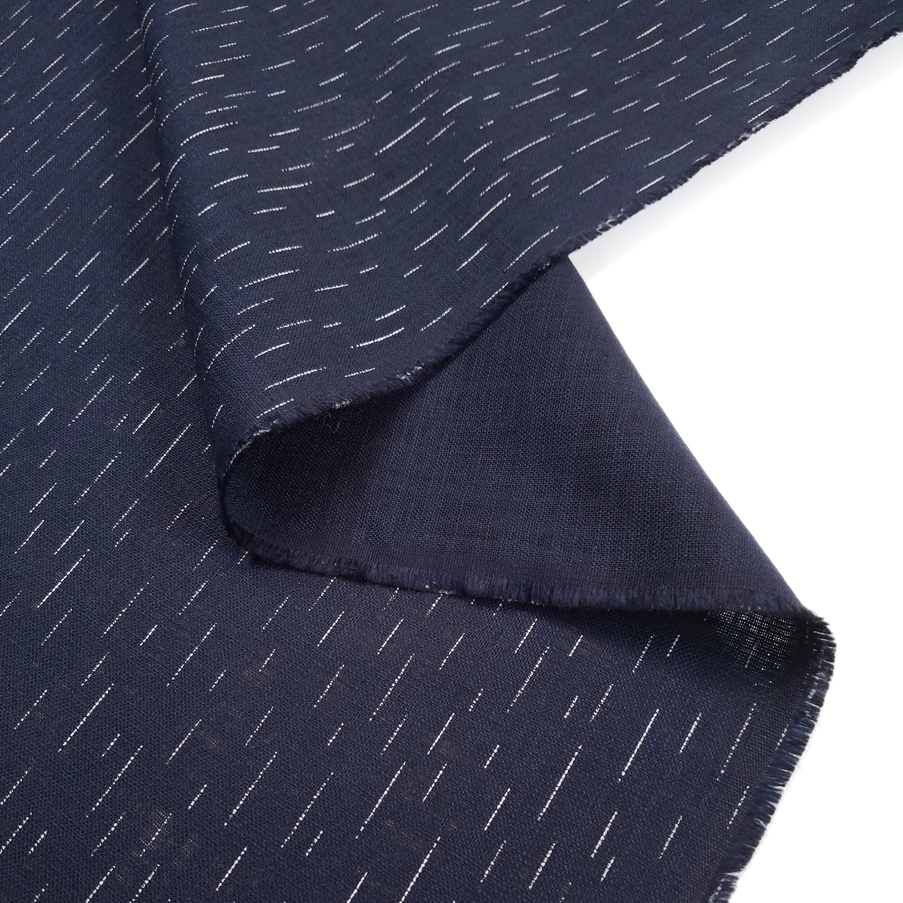 Sevenberry Japan Nara Homespun cotton canvas fabric rain on navy