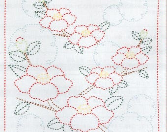 NEW for 2025 Olympus Four Seasons hana-fukin sashiko wash-away pattern sampler kit - Winter snowflake camellia