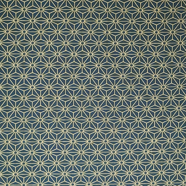 Yamaoka Japan blue green hemp leaf asanoha pattern cotton fabric