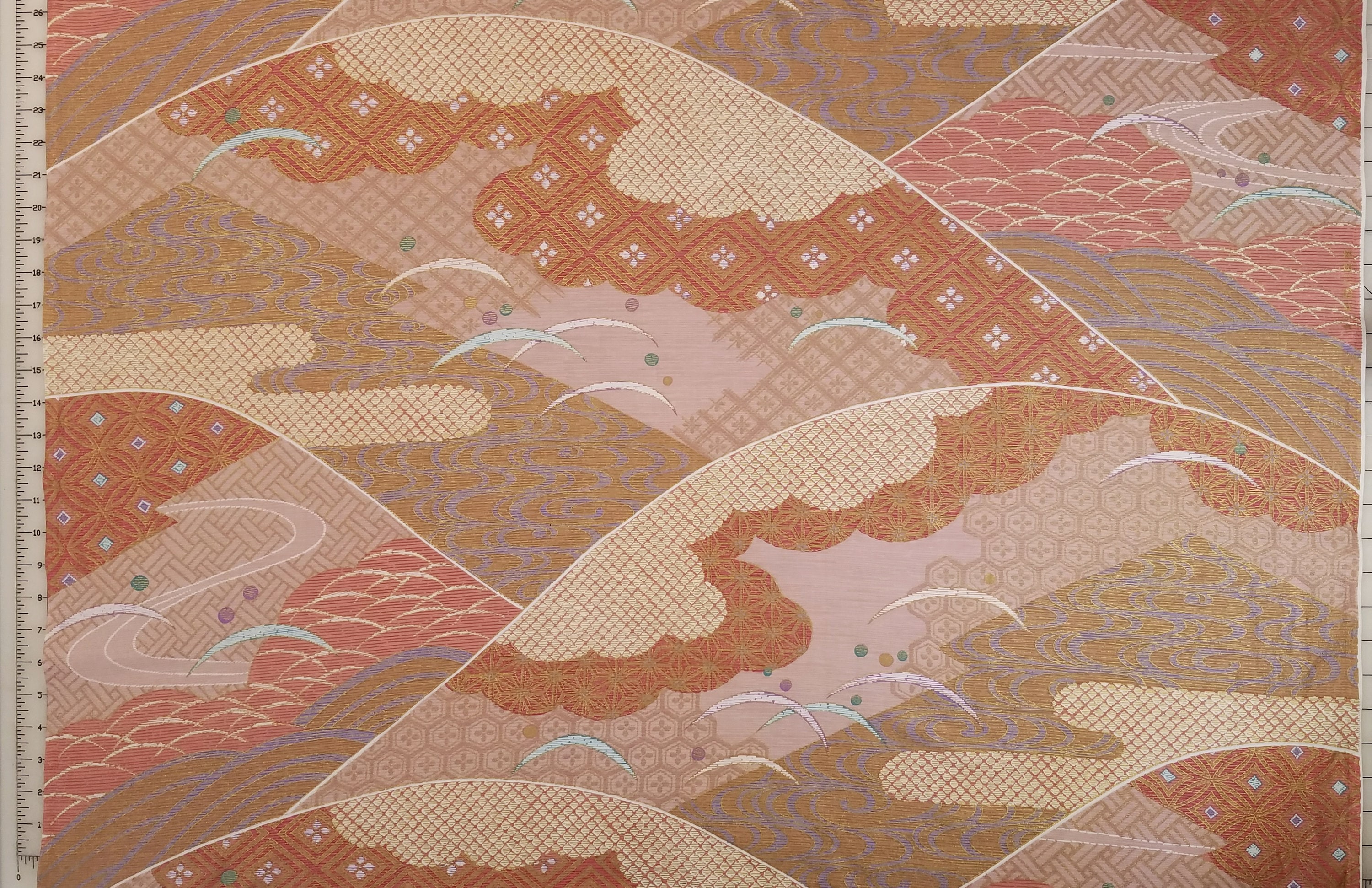Japanese cotton quilting fabric with traditional motif and gold accents