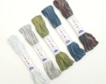 Variegated Kogin thread - 18 meter skein in cool gray, blue and green hues