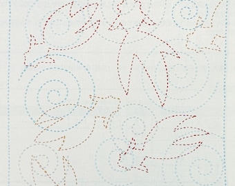 Olympus hana-fukin sashiko pre-printed wash-away pattern sampler cloth or *New* kit- Goldfish pattern