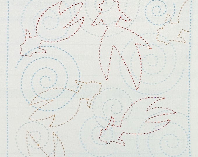 Featured listing image: Olympus hana-fukin sashiko pre-printed wash-away pattern sampler cloth or *New* kit- Goldfish pattern