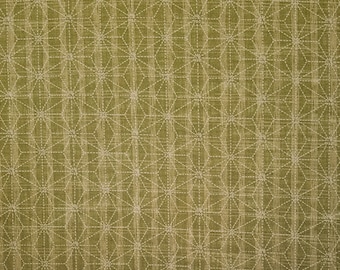 Sevenberry Japan Sevenberry Nara Homespun Collection - Green and tan striped Asanoha hemp leaf cotton
