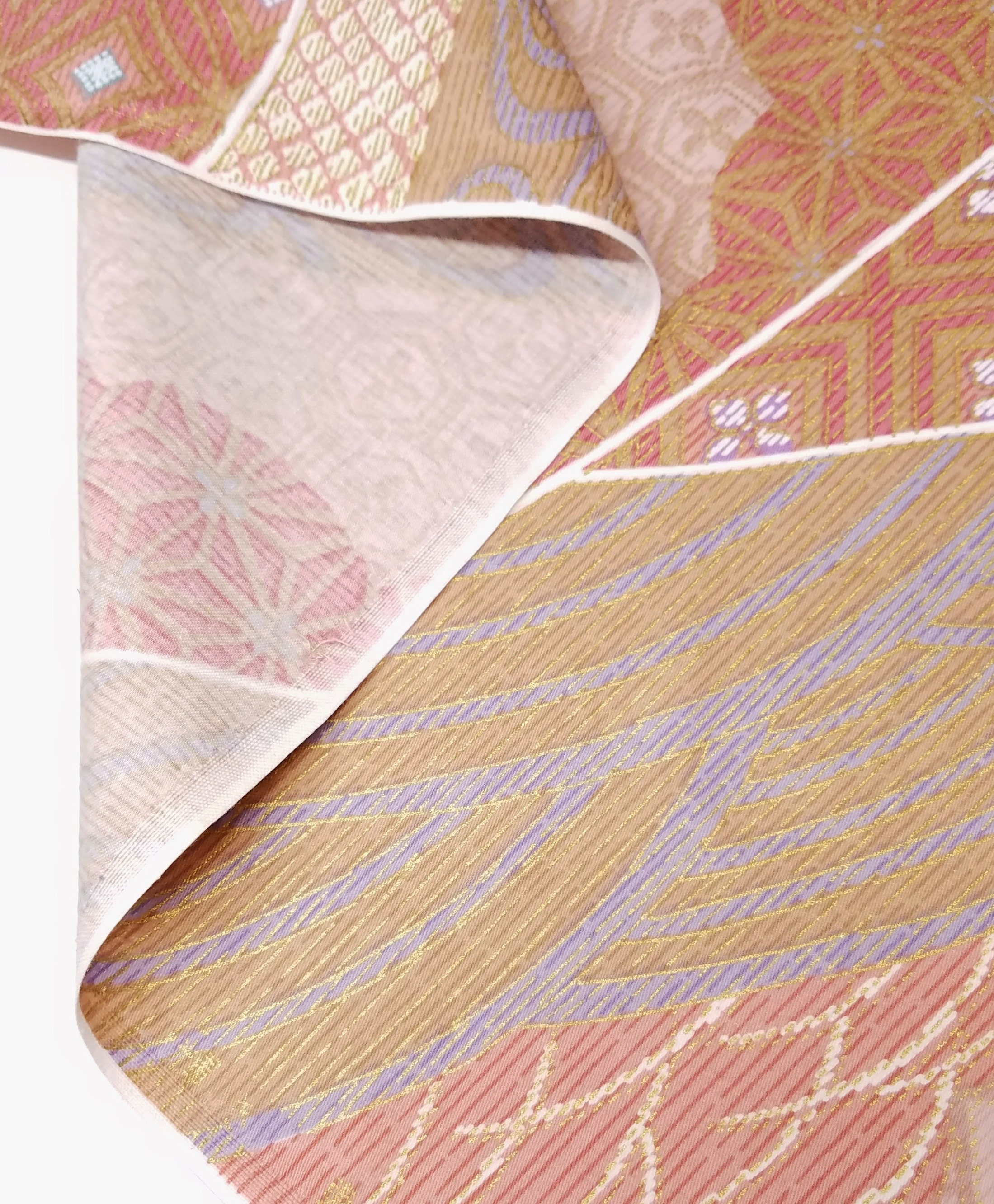 Japanese cotton quilting fabric with traditional motif and gold accents