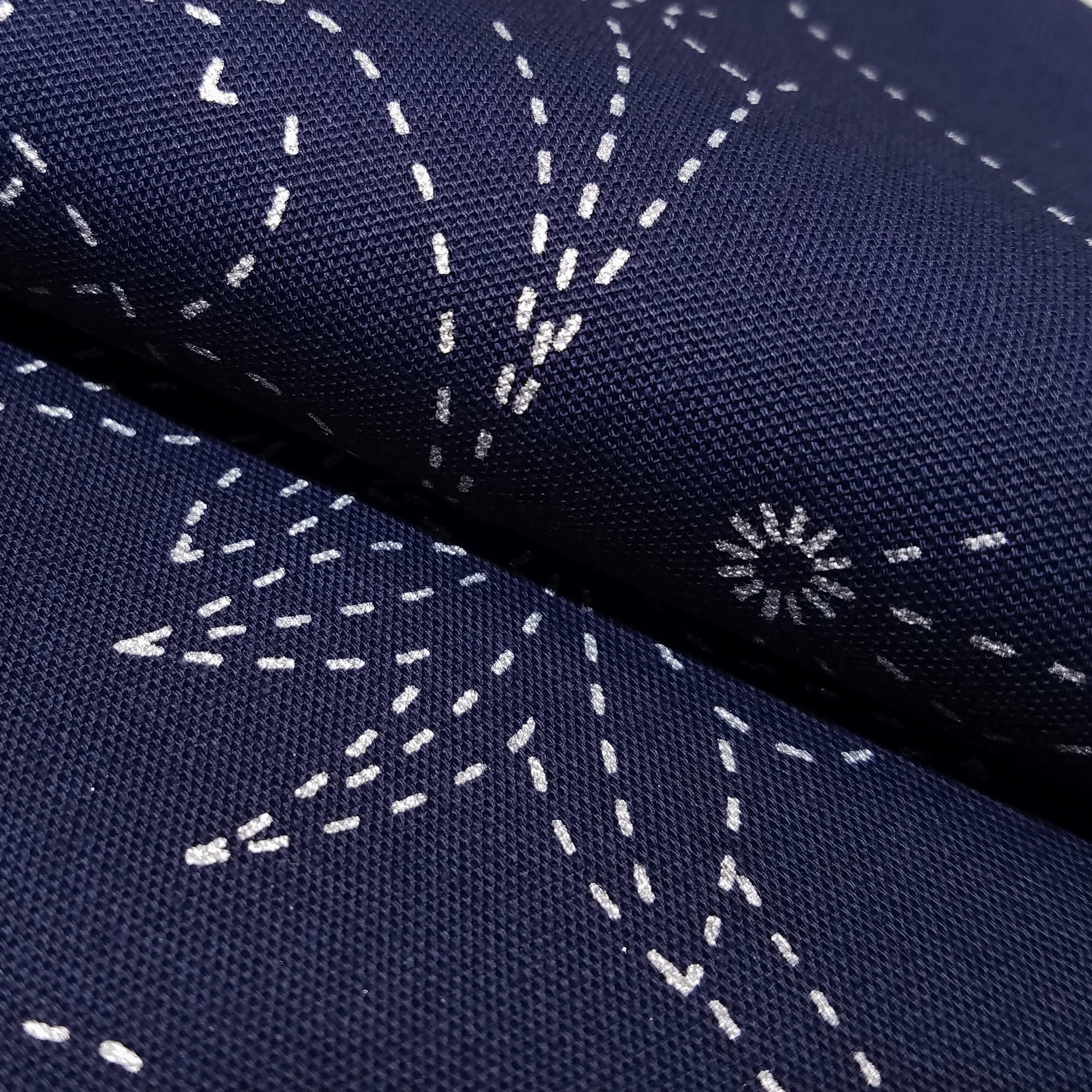 Sashiko fabric panel with eight patterns, indigo blue