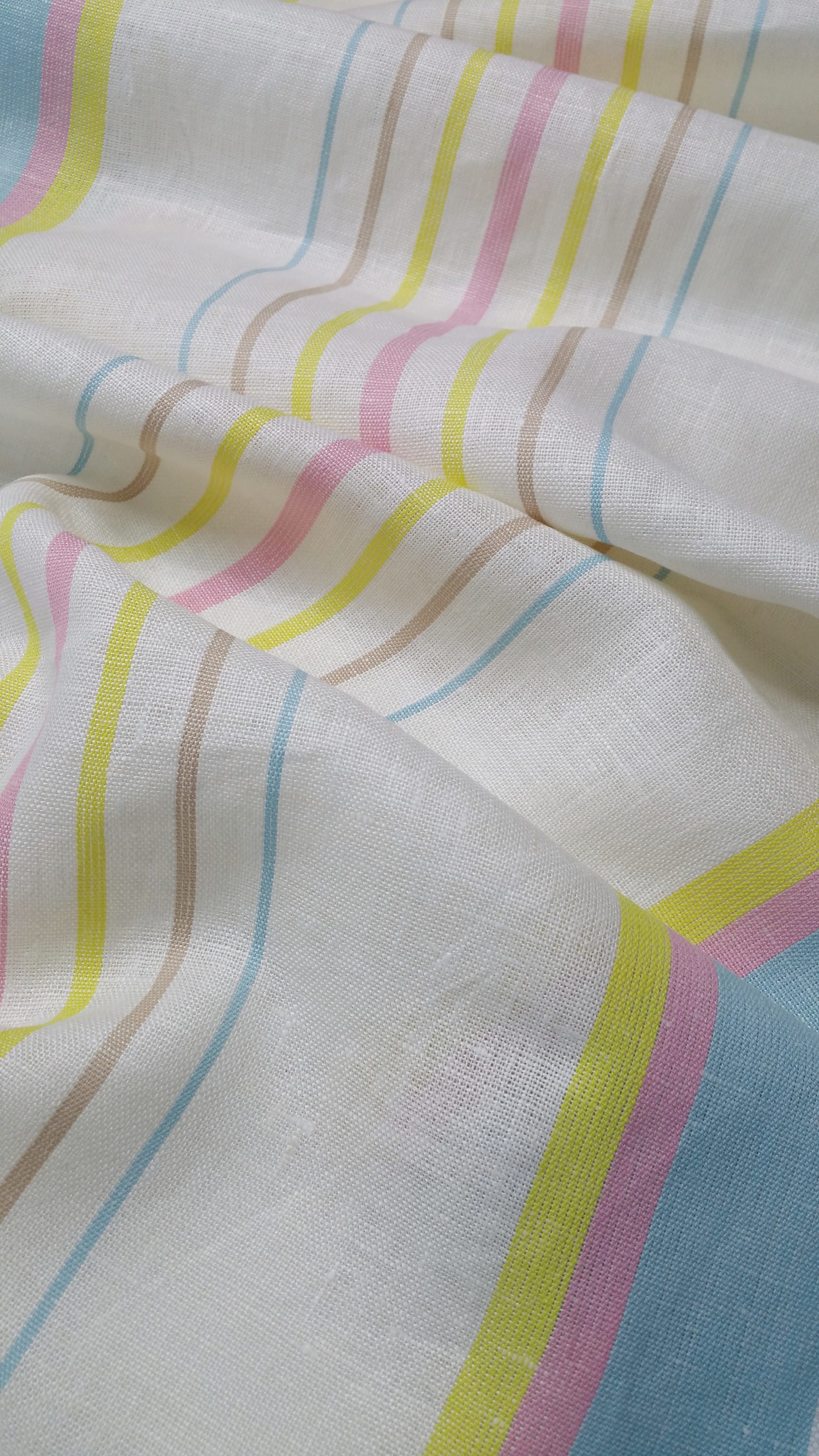 Vintage pastel striped toweling fabric - 40 inches (101.6 cm)