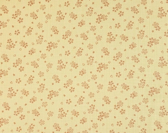 Sevenberry Japan Nara Homespun cotton fabric - muted pink sakura cherry blossoms over beige hue