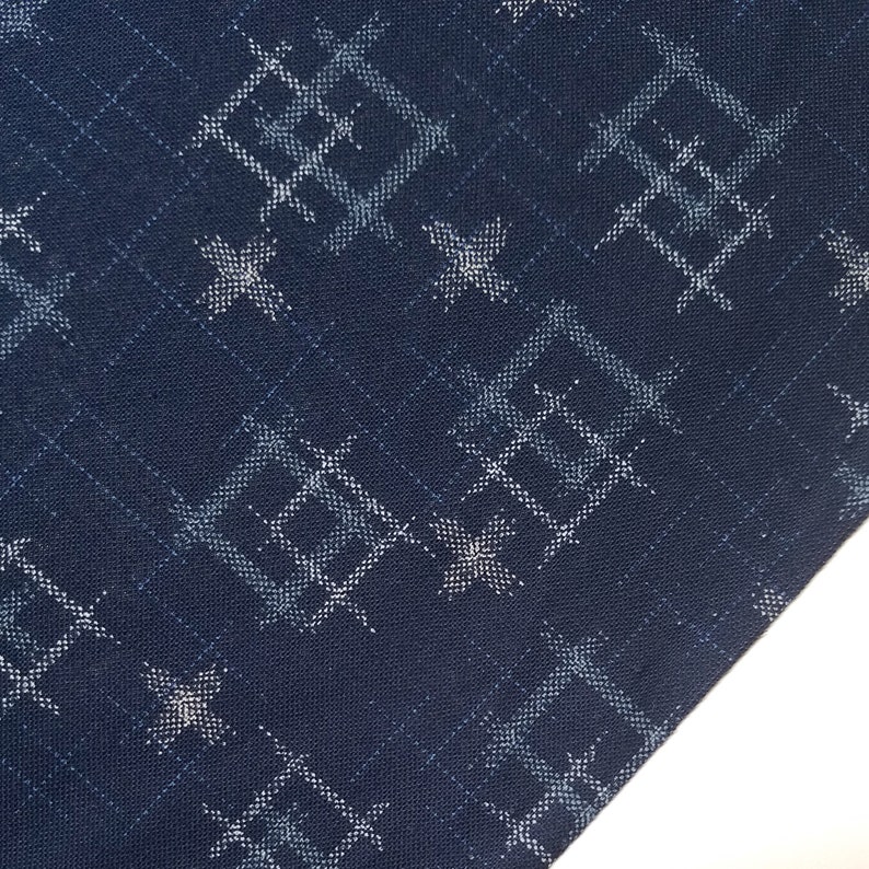 Japanese import new cotton quilting fabric Sevenberry navy kasuri crosshatch
