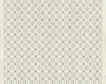 NEW QH Textiles weaving sashiko pre-printed wash-away pattern sampler - Hydrangea kuguri-sashi