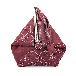 NOUVEAUTÉ Color QH Textiles Kit de sac à main avec fermoir à glissière sashiko sashiko avec coton teint en fil bordeaux