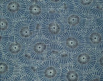 New Sevenberry Japan Nara Homespun cotton canvas fabric - Dusty Blue Parasol Umbrella pattern