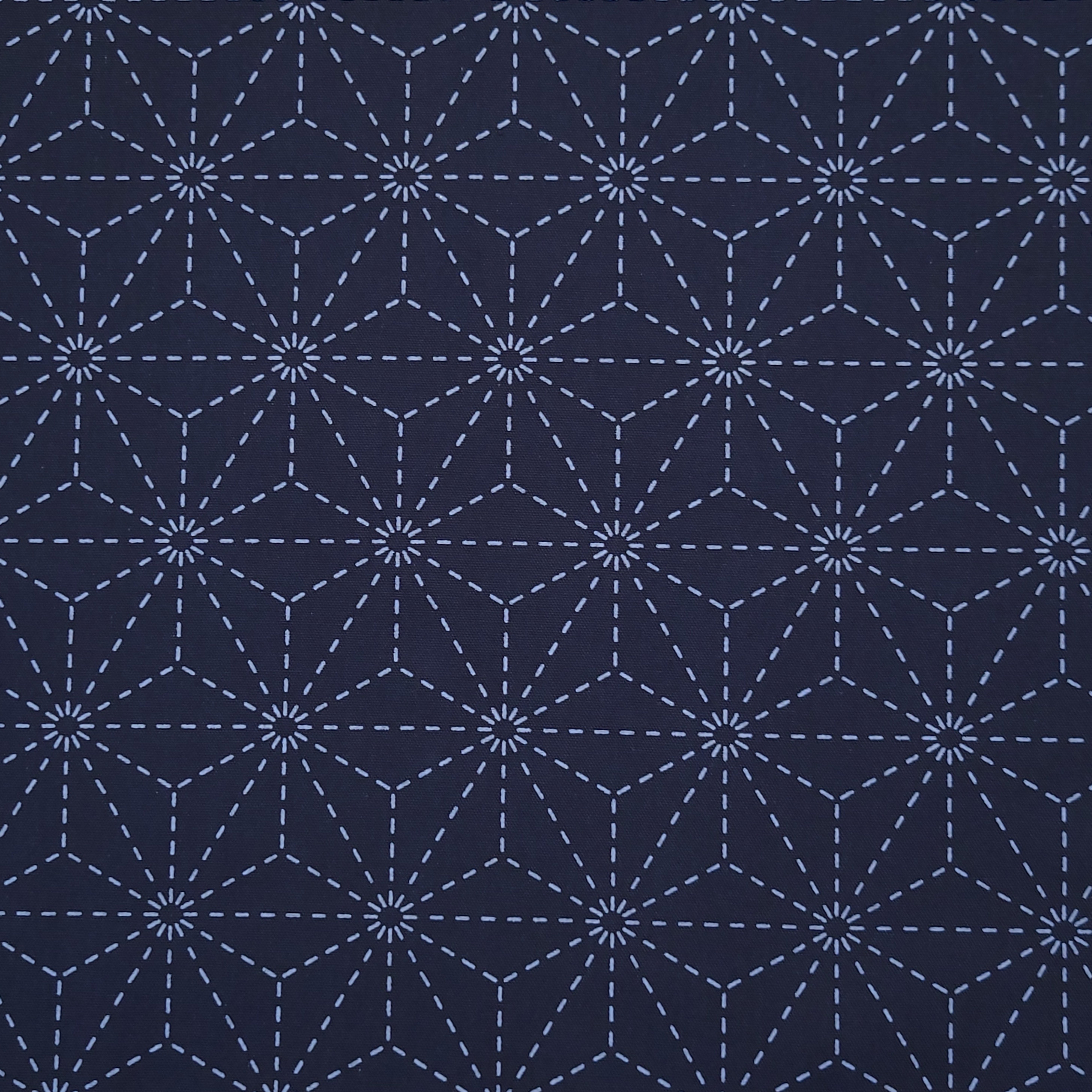 Sashiko Fabric - Pre-printed Sashiko Fabric - Asanoha - Dark Navy (Alm