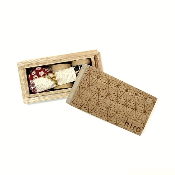 Hiro Co. Japan travel sized sewing kit in Paulownia wood box - Choose your color