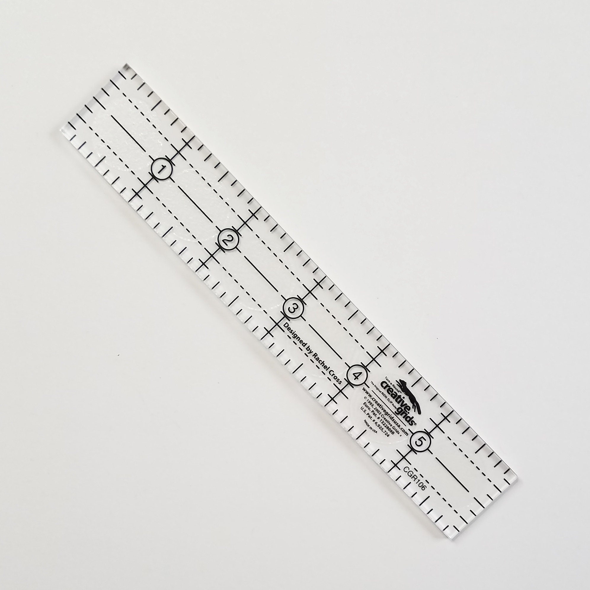 Creative Grids 1 Inch X 12 Inch or 1 Inch X 6 Inch Clear Non-slip Rulers 