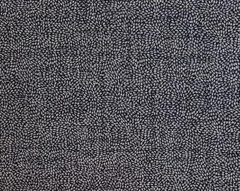 Sevenberry Japan Nara Homespun cotton canvas fabric - kiku mum pattern over navy indigo blue