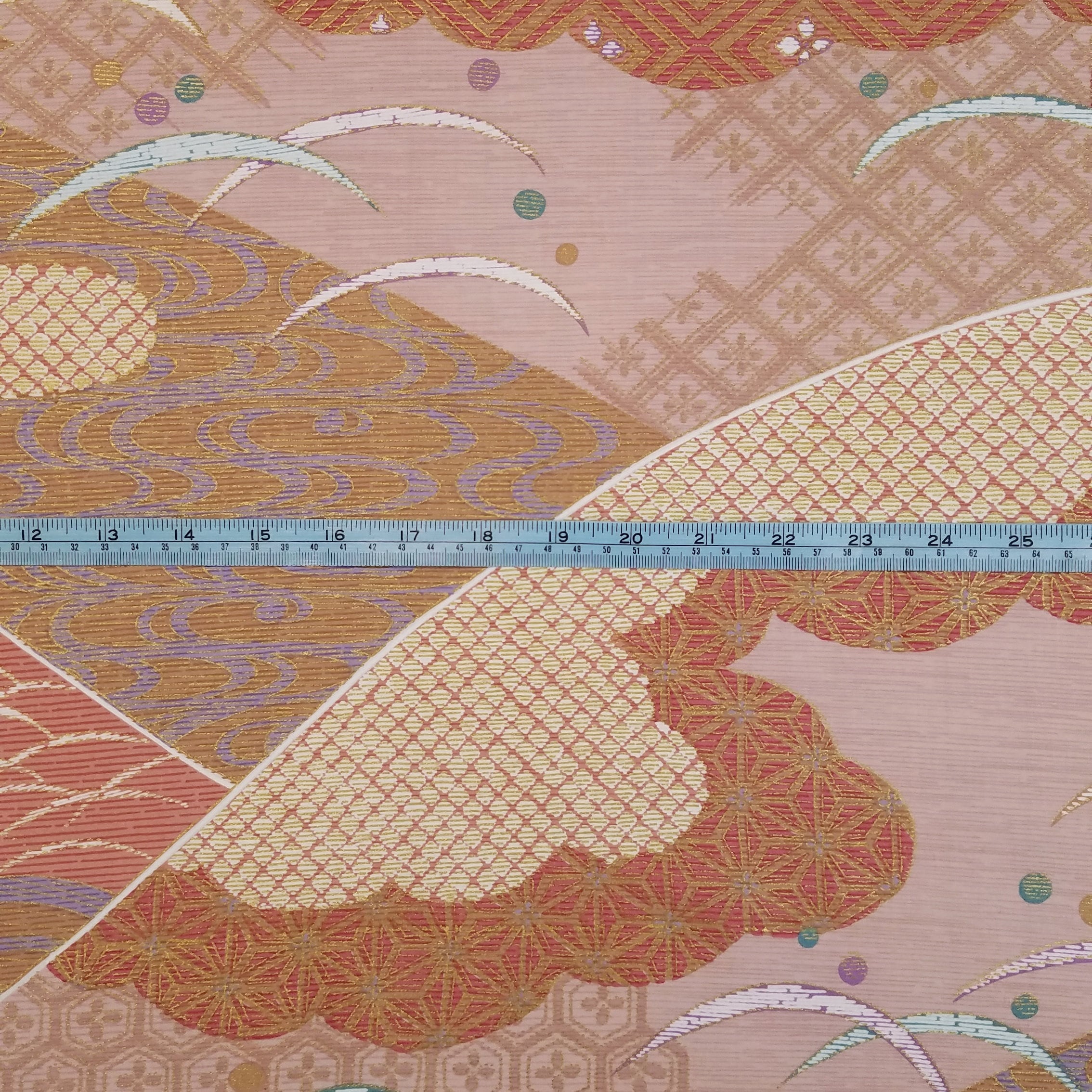 Japanese cotton quilting fabric with traditional motif and gold accents