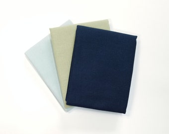 Olympus sarashi momen fabric for sashiko - turquoise , olive green and navy hues