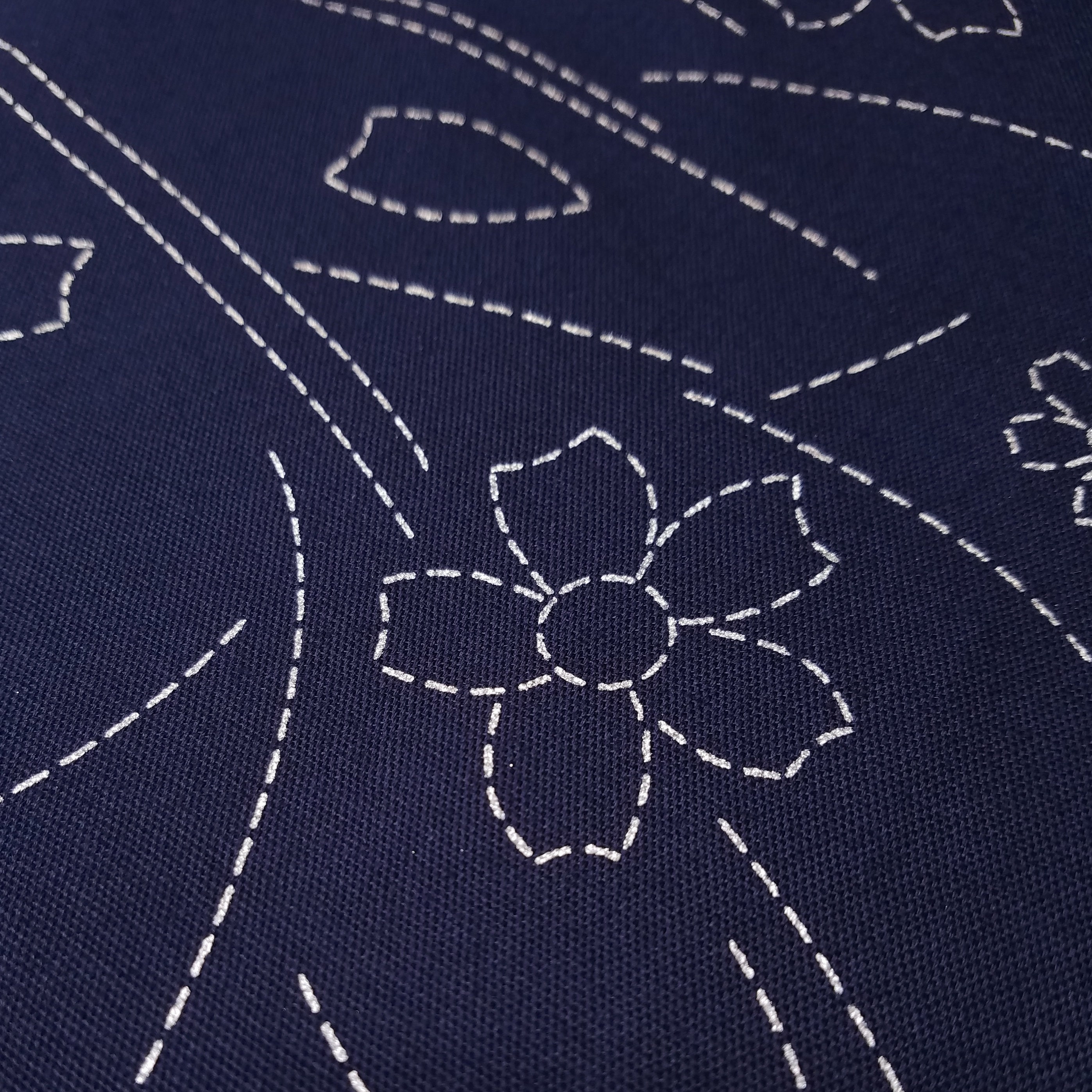 Sashiko Fabric - Pre-printed Sashiko Fabric - Asanoha - Dark Navy (Alm