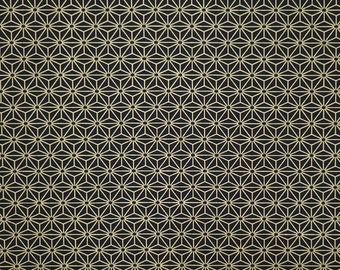 Yamaoka Japan dark blue black hemp leaf asanoha pattern cotton fabric