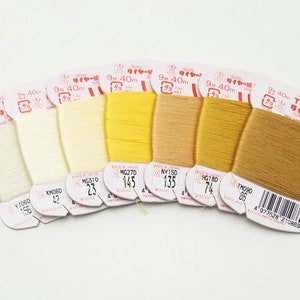 Fujix Tire silk #9 hand sewing thread - cream and golden colors image 2