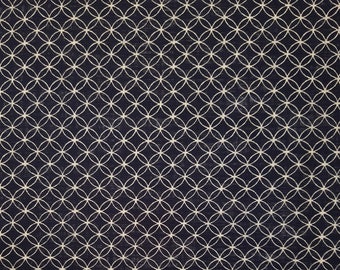 Sevenberry Japan Nara Homespun cotton canvas fabric - Shippo seven treasures pattern over navy indigo blue