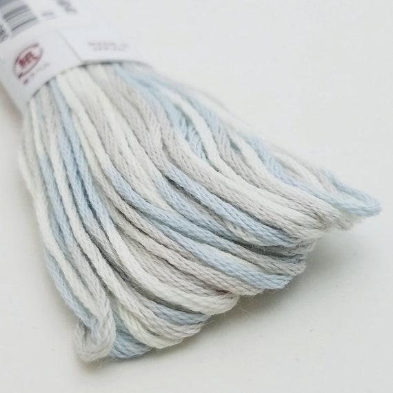 Variegated Kogin Thread - 18 Meter Skein in Cool Gray, Blue