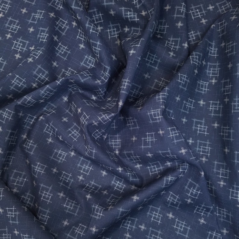 Japanese import new cotton quilting fabric Sevenberry navy kasuri crosshatch