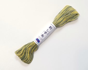 Sashiko thread - Variegated short pitch green - yellow color #95 - 20 meter skein