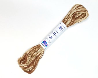 Olympus Japan Sashiko thread - Variegated short pitch Brown color #94 - 20 meter skein