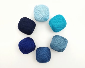 Thin weight sashiko thread- blue hued colors - 80 meter ball