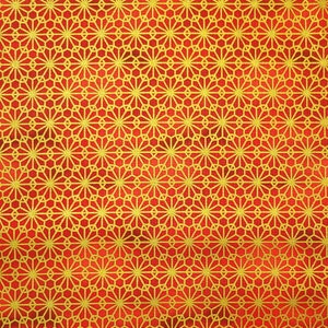 Quilt Gate Hyakka Ryoran Suzune cotton - Gold kiku mum over scarlet red
