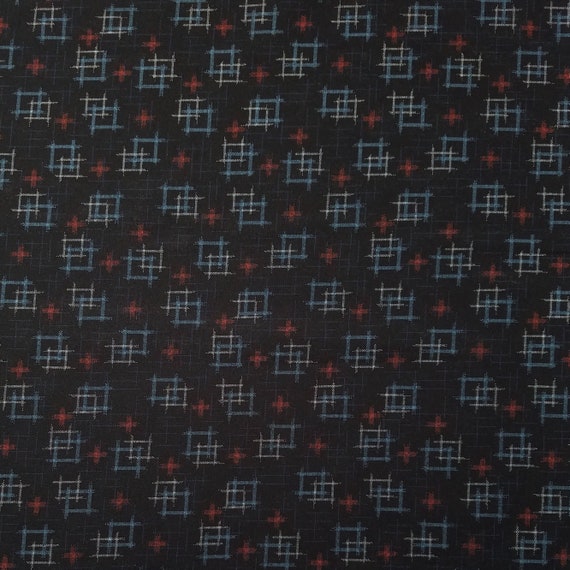 Japanese import new cotton quilting fabric Sevenberry navy kasuri crosshatch