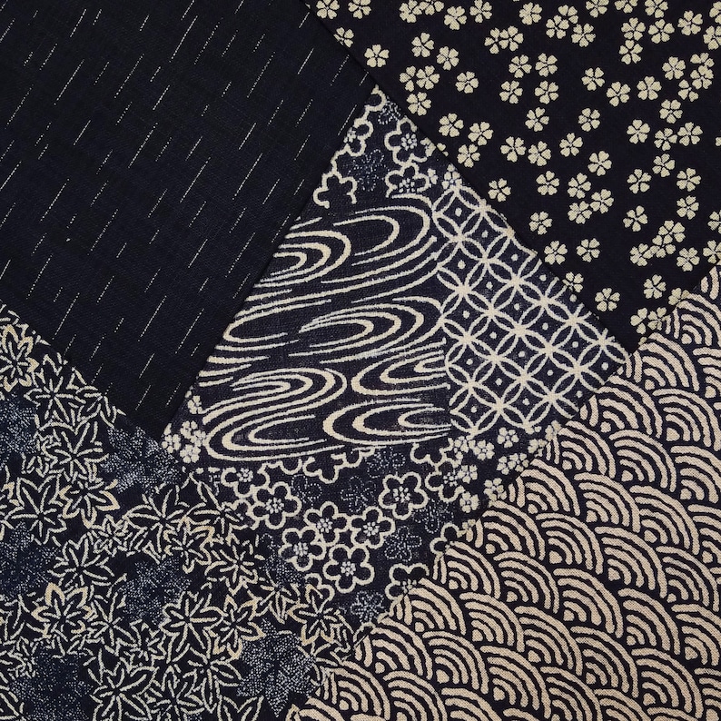 Sevenberry Japan Nara Homespun cotton canvas fabric Bamboo and traditional designs