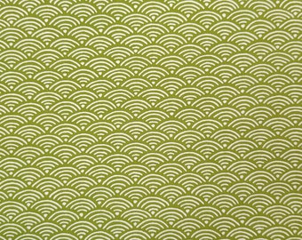 Yamaoka Japan olive green wave seigaiha pattern cotton fabric