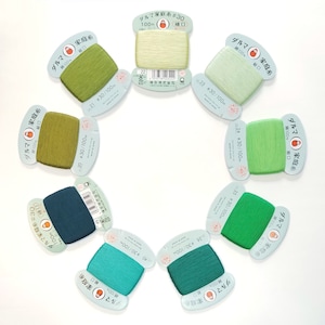 Daruma #30 weight hand stitching thread - Green hues - 100 meter skein