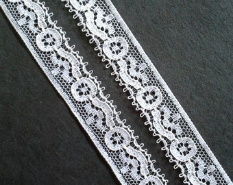 Vintage .5 inch wide white lace trim- by the yard