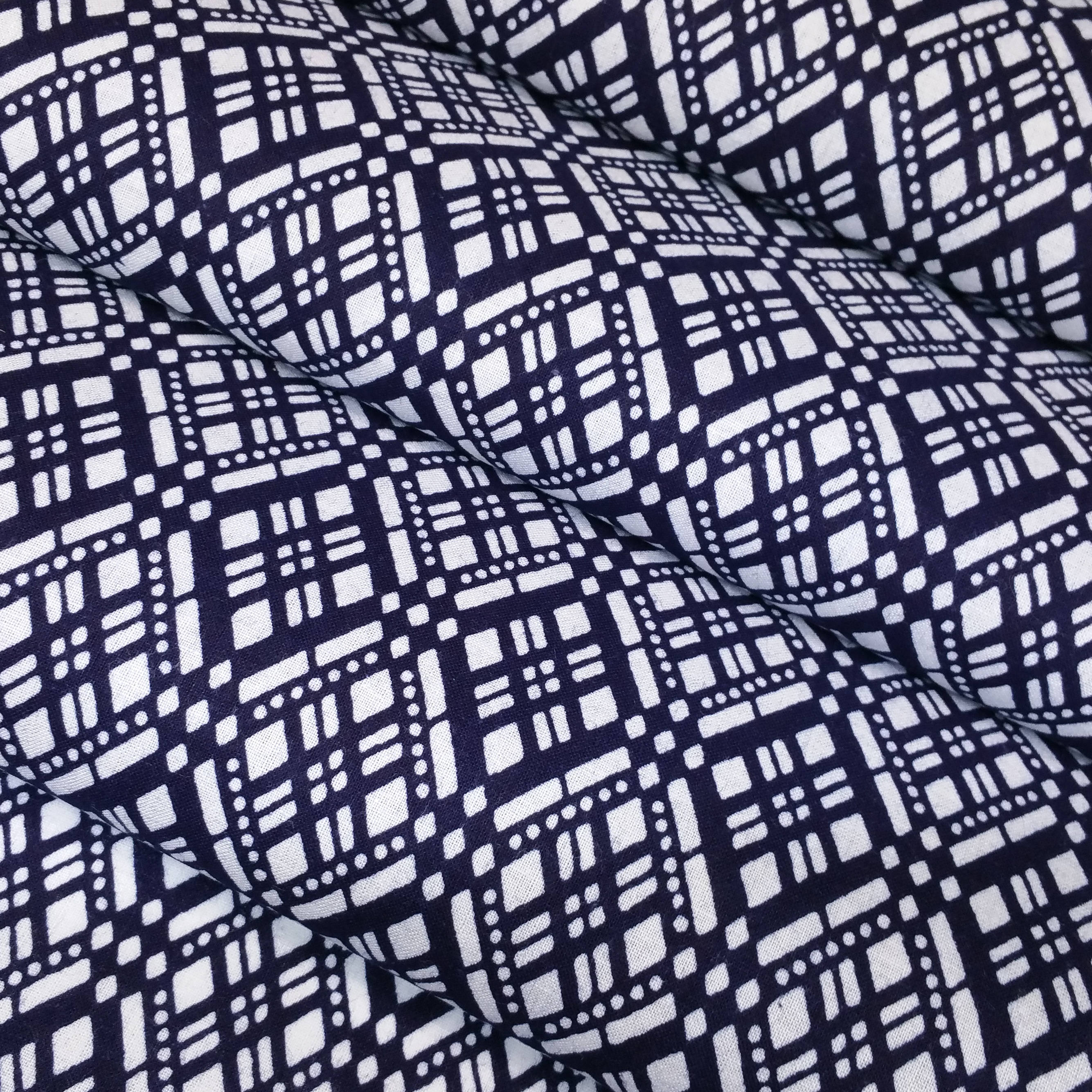 Indigo blue and white cotton yukata fabric - by the yard - abstract ...