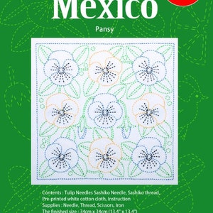 Tulip Sashiko World sashiko sampler kit - Mexico &quot;Pansy&quot; kit