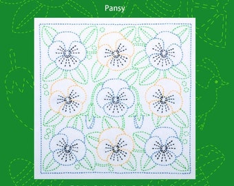 Tulip Sashiko World sashiko sampler kit - Mexico "Pansy" kit