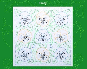 Tulip Sashiko World sashiko sampler kit - Mexico "Pansy" kit