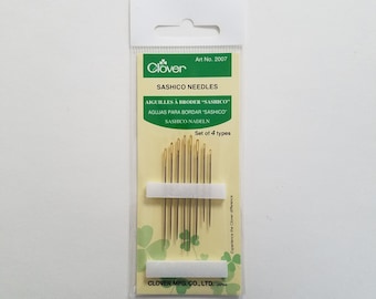 Clover Japan sashiko hand stitching needles - 8 needles - assorted sizes