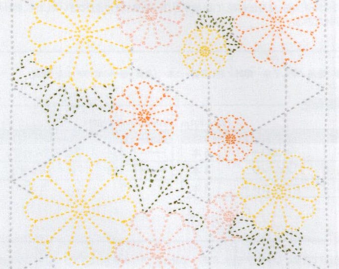 Featured listing image: NEW for 2025 Olympus Four Seasons hana-fukin sashiko wash-away pattern sampler kit - Autumn Kiku Chrysanthemum