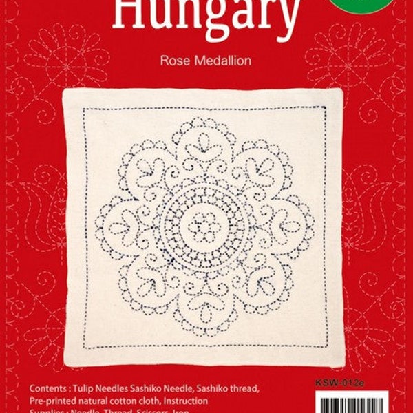 Tulip Sashiko World sashiko sampler kit - Hungary "Rose Medallion" kit