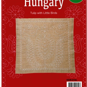 Tulip Sashiko World sashiko sampler kit - Hungary &quot;Tulips with Little birds&quot; kit