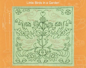 Tulip Sashiko World sashiko sampler kit - England "Little Birds in a Garden" kit