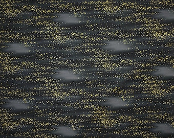 Tsuru by P & B Textiles - Black flowing blender with metallic gold accents